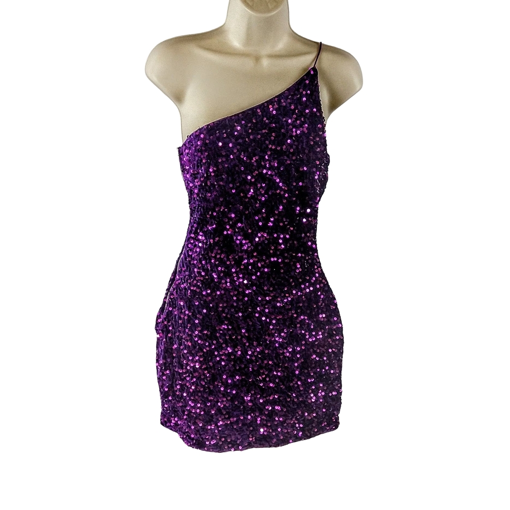 Portia and Scarlett One-Shoulder Purple Sequin Dress